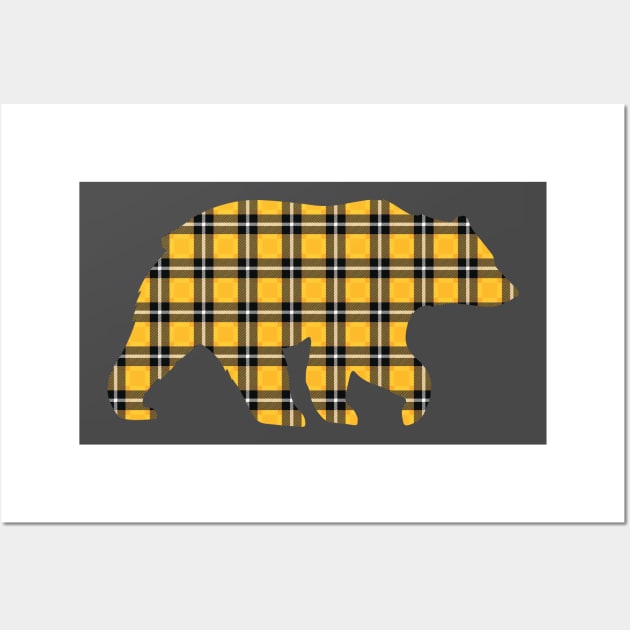 Yellow Plaid Bear Wall Art by Designs by Dro